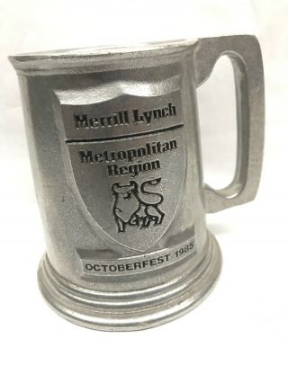 Vintage 5” Merrill Lynch Octoberfest 1985,  Solid Cast Iron Pewter Mug - Cup