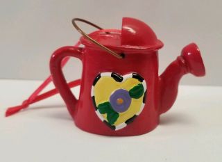 Mary Engelbreit Mini Teapot Ornament Figurine Red Water Can Heart Vintage Me Ink