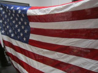 Vintage 50 Star American Flag Embroidered Cotton Soldier Burial Flag 54 X 114 "