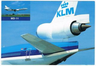 Postcard Klm Royal Dutch Airlines Md - 11 Airline Issue Aviation Airport