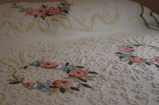 Vintage Cabin Crafts Chenille Bedspread W Fringe 92x110