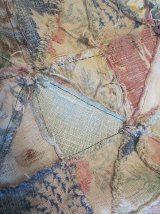 vintage bark cloth quilt top crazy quilt 7