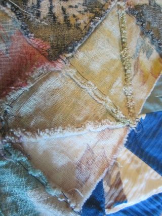 vintage bark cloth quilt top crazy quilt 8
