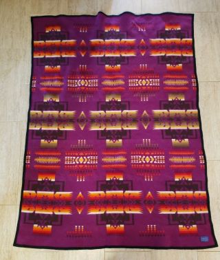Pendleton Beaver State Purple Chief Joseph Blanket Mexican Aztec Tribal 51 X 71