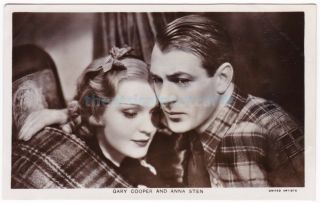 Actor Gary Cooper And Actress Anna Sten.  Film Partners Postcard