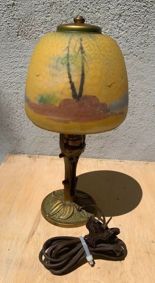 Vintage Aladdin Electric Lamp Boudoir Reverse Painted Glass Antique 13” Rare