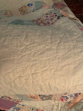 vintage double wedding ring quilt 82 X 82 hand sewn quilt 2