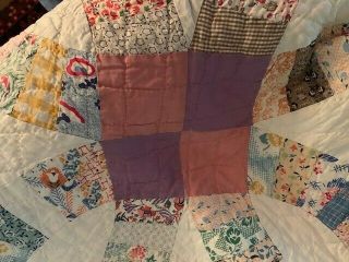 vintage double wedding ring quilt 82 X 82 hand sewn quilt 4