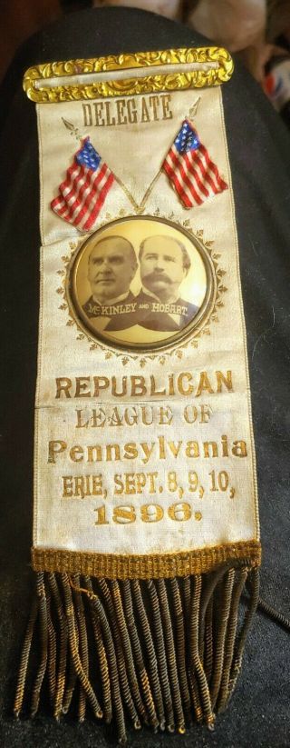 Mckinley And Hobart Ribbon 1896 Plus Rally Ticket At Wymore