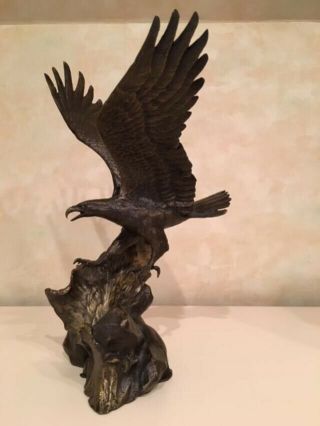 Solid Bronze Eagle Art Sculpture Wings Of Glory By Ronald Van Ruyckevelt Signed