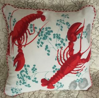 Vintage Wilendur Tablecloth Lobsters Pillow Cover 14 " X 14 " Nautical