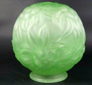 Art Deco Globe Shade Ball Lamp French Green Glass Muller Ezan Era 1930s