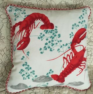 Vintage Wilendur Tablecloth Lobsters Pillow Cover 14 " X 14 " Very Cute