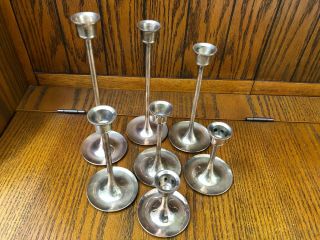 7 Brass Candle Holders Candlesticks Tapered Tulip Graduated Vintage 9 