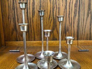 7 Brass Candle Holders Candlesticks Tapered Tulip Graduated Vintage 9 