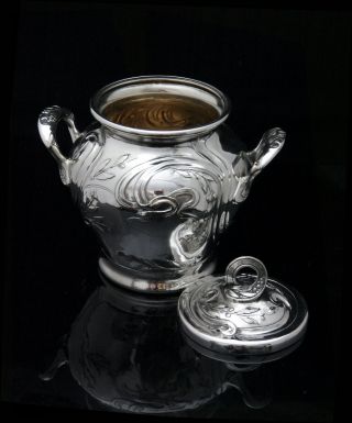 WISKEMANN 5 pc.  ART NOUVEAU SILVER PLATED TEA COFFEE SET WITH TRAY - 1890s 7