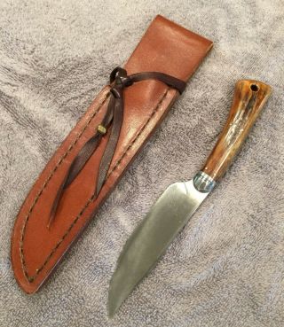Jim Rubley Hand Forged Stag Hunting Knife W/sheath