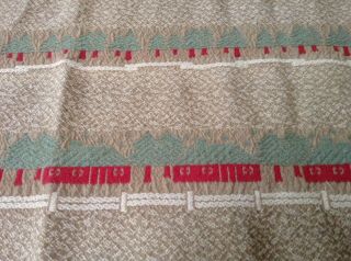 VTG HEAVY COTTON CAMP BLANKET CABIN LODGE PINE TREES NUBBY FABRIC 5