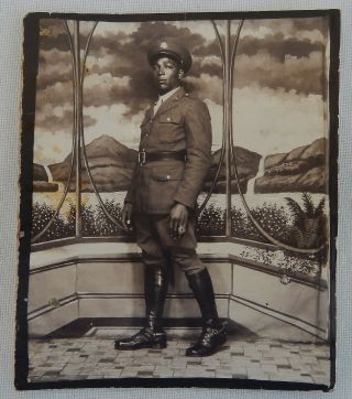 Vtg Studio Photo Of African American Police Officer Wearing Riding Boots W/spurs