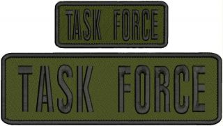 Task Force Embroidery Patch 3x10 And 2x5 Hook On Back Od Green