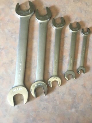 5 Vintage Billings Open End Wrenches 1043a,  1732a,  1027b,  1723 And 1725b