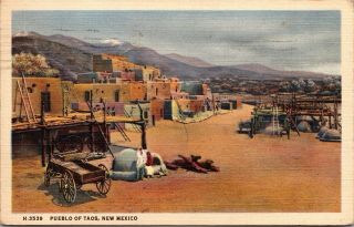 Postcard Nm Mexico Pueblo Of Taos Posted1943