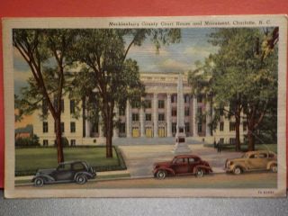 North Carolina,  Charlotte Mecklenburg County Court House 1941 Stamped Postcard