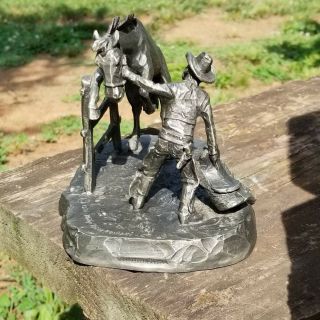 Vintage - Philip Kraczkowski - Pewter Sculpture By Worcester Pewter “saddle Shy”1974