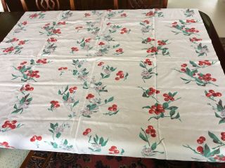 Vintage Wilendur Tablecloth Jadite Green And Cherries