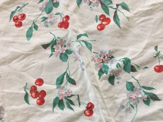 Vintage Wilendur Tablecloth Jadite Green and Cherries 3