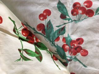 Vintage Wilendur Tablecloth Jadite Green and Cherries 4