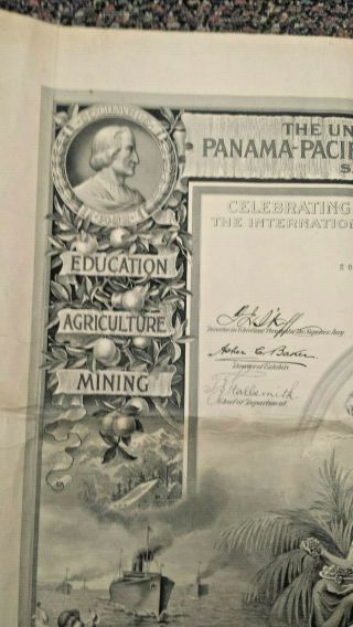 1915 Panama Pacific BRONZE PPIE AWARD CERTIFICATE 19x24 San Francisco 5