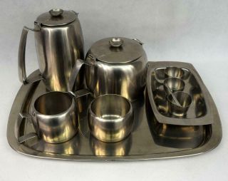 Old Hall Tea & Coffee Pot Set Retro 60s Vintage Robert Welch Modernist Metal