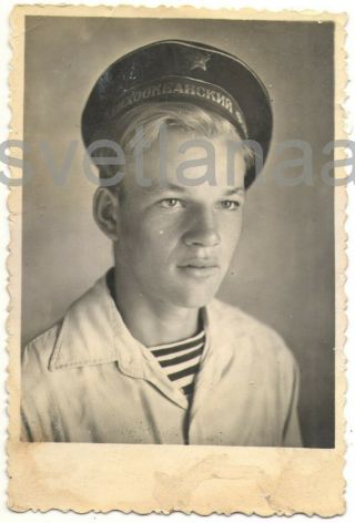 Soviet Sailor Handsome Young Man Guy Boy Military Fleet Uniform Su Vintage Photo
