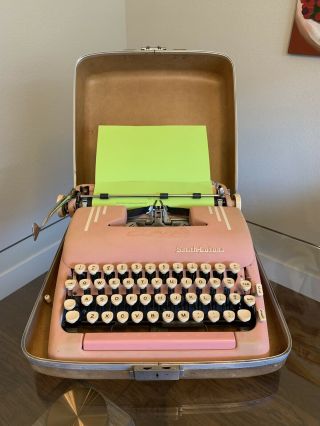 Pink Smith Corona Silent 5t Series Portable Typewriter With Case