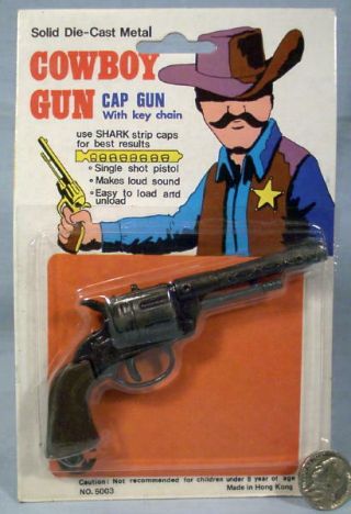 Western Style Revolver 1970’s Cowboy Cap Gun Metal Pistol Store Display Card