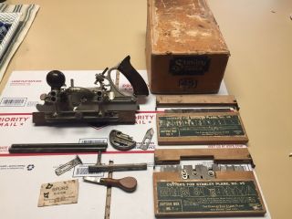 Stanley Sweetheart No.  45 Combination Plow Plane Wood Tool W/cutters/box