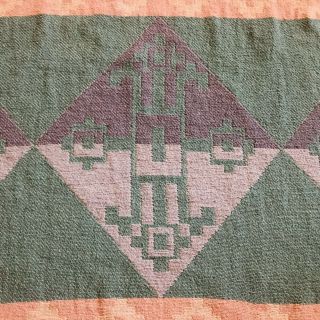 Vintage Southwestern Aztec Camp Blanket Cotton South Western Zig Zag Pastels 6