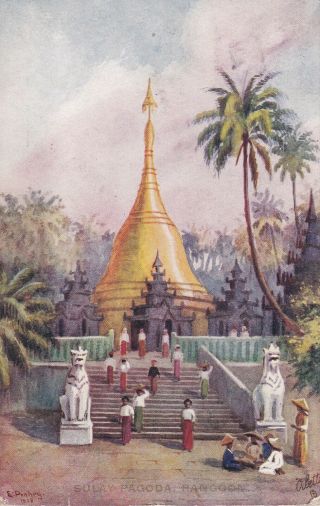 1903 - 20 Burma Coloured Postcards X 6 / Rangoon