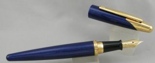 Dunhill Ad2000 Azure Blue & Gold Fountain Pen - 18kt Stub Nib