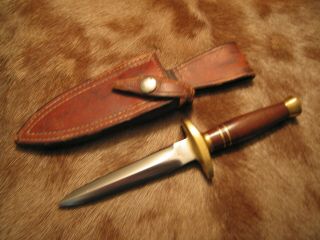 John Nelson Cooper Boot Knife 1968 - 77 Brass Hilt - 5 " Blade - " Bacon " Sheath