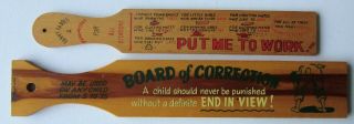 Vintage 2 Wood Spanking Paddle Board Of Correction & Fanny Paddle Put Me To Work
