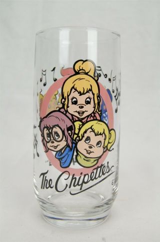 The Chipettes Chipmunks 1985 Drinking Glass