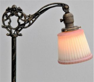 Antique Art Deco Cast Iron Floor Bridge Lamp Figural Woman Rewired Euc