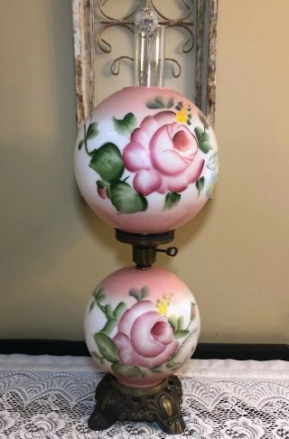 Hand Painted Gone With The Wind Electric Parlor Lamp 27”