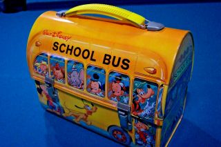 Vintage 1960’s Walt Disney School Bus Lunch Box…no Thermos…near
