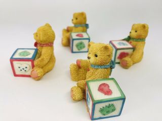Set of (4) Cherished Teddies Bear with Block Letter Figurines (1) A,  (2) E,  (1) S 2