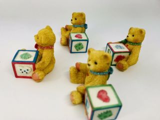 Set of (4) Cherished Teddies Bear with Block Letter Figurines (1) A,  (2) E,  (1) S 3