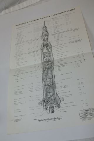 Old Vtg Saturn 5 Rocket Apollo Dec 1970 Poster 17 X 11