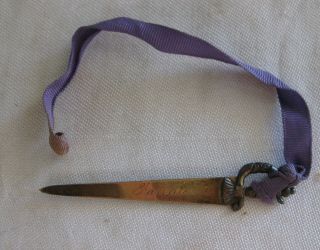 Vintage Sterling Silver Sword Dagger Bookmark Engraved Fannie